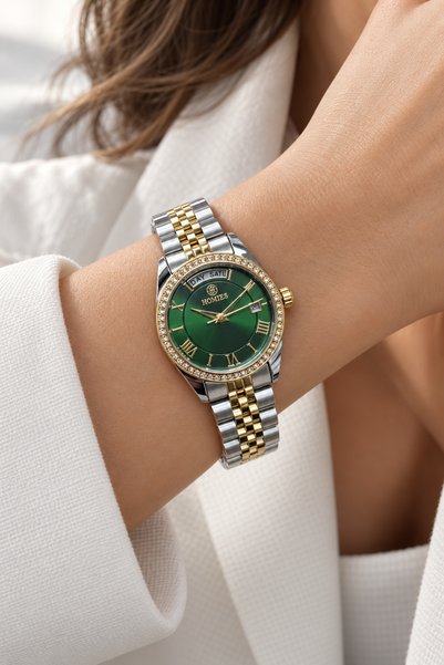 Homies Women's Rhinestone Steel Cord Wrist Watch