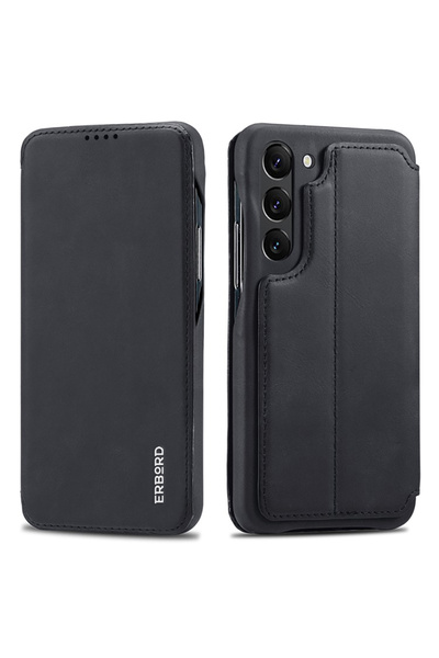 ERBORD Husă tip carte pentru Samsung Galaxy S23, Retro, neagră