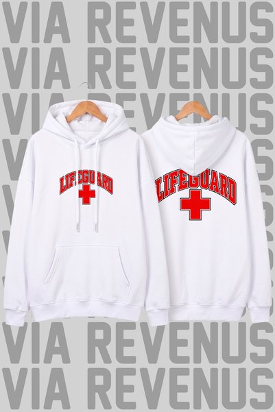 Vordevia سويت شيرت بقلنسوة واسعة الحجم مطبوع عليه Lifeguard / Cankurtaran للج...