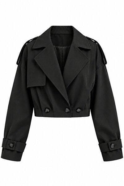 Laluvia Black Pleated Crop Jacket - 2Y4199