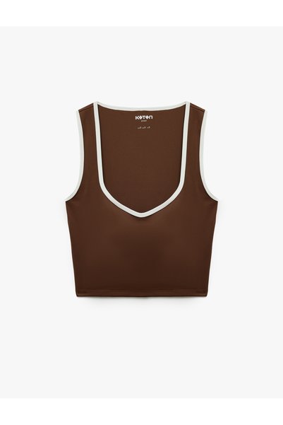 Koton Slim Fit U-Neck Sleeveless Ribbed Covered Sports Bra