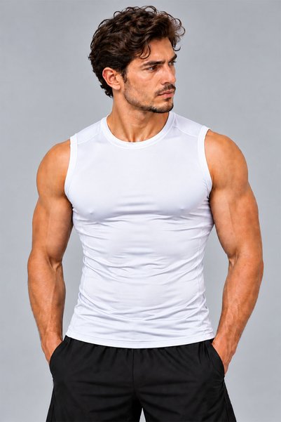 Bereket Hane Basic Erkek Sıfır Kollu Compression Atlet Tank Top – Vücuda Otur...