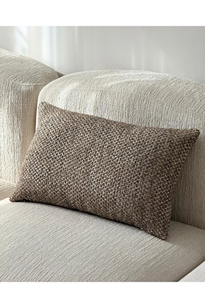AYSA HOME DECOR Lunea Boucle Brown Rectangular Throw Pillow Cover (35 X 55 cm)