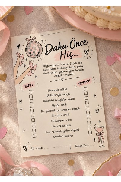 Pankart Evi Doğum Günü Partisi 9 adet Daha Önce Hiç Oyun Kartı - Happy Birthday Kutlama Party