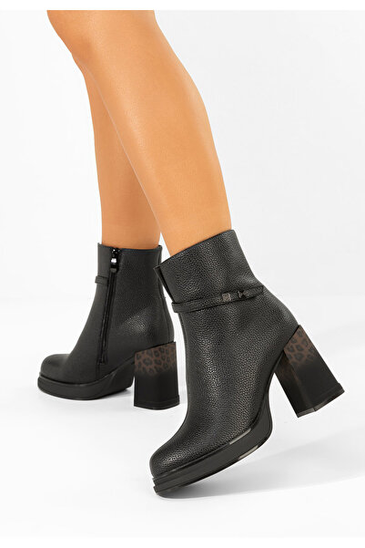 B T Shoes Botine cu toc gros Rannia V2 negre