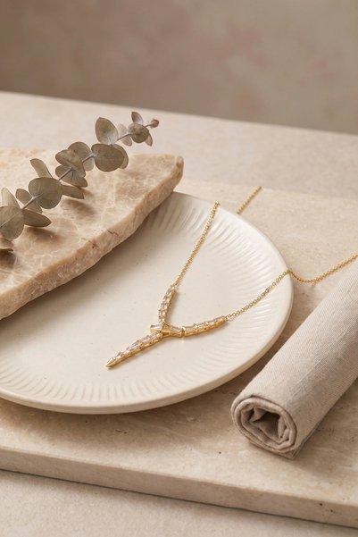 Lovesta Home Brass Gold Color Zircon Stone Snake Model Women's Necklace Tj-Bk...