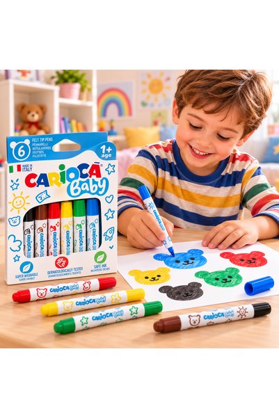 carioca Baby Jumbo Washable Felt Tip Crayons 6 Colors