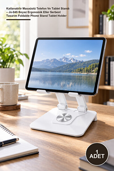 Yenilig 1 Piece Foldable Desktop Phone and Tablet Stand – Jx-045 White Ergono...