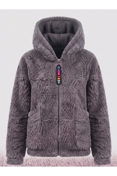 lzv Kadın Kapşonlu Peluş Fermuarlı Sweat – Oversize Yumuşak Polar Hoodie – Kışlık Sıcak Tutucu (S-2XL)