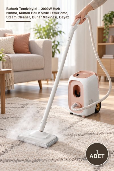 Yenilig 1 Adet Buharlı Temizleyici – 2000W Hızlı Isınma, Mutfak Halı Koltuk Temizleme, Steam Cleaner, Buhar Makinesi, Beyaz