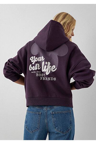 Mavi Mickey Mouse Baskılı Kapüşonlu Sweatshirt 1S20006-70635