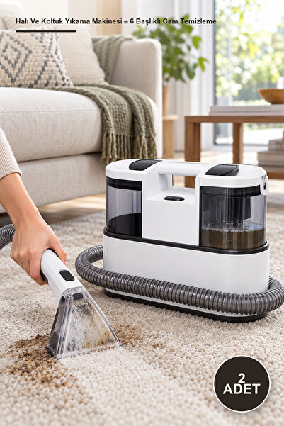 Yenilig 2 Adet Halı Ve Koltuk Yıkama Makinesi – 6 Başlıklı Cam Temizleme Ve Leke Çıkartma Makinesi CX002B Beyaz, Carpet Cleaner Upholstery Cleaner