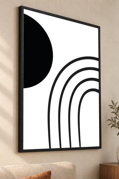 Kessy Home Studio Geometrik Kemer Siyah Beyaz Ferah Etki HD Dijital Baskı Pos...