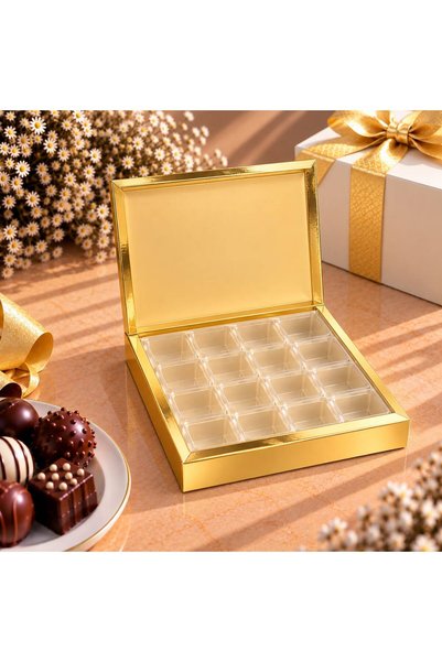 ELİS TASARIM 16 Bölmeli Separatörlü Karton Çikolata Kutusu – 23,5 x 22,5 x 4 cm