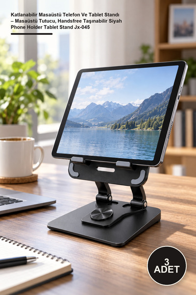 Yenilig 3 Pieces Foldable Desktop Phone and Tablet Stand – Desktop Holder, Ha...