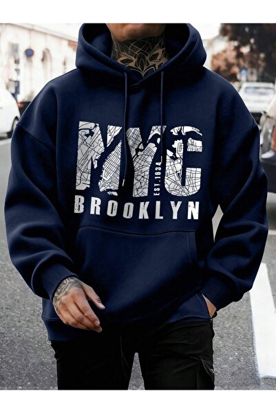 HAI COLLECTİON Hooded Ninja Jacket Zippered Sweatshirt Navy Blue Oversize Unisex