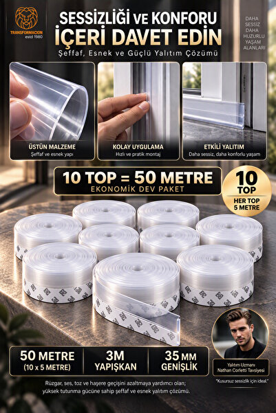 Transformacion 50 Meters Transparent Door Window Tape Wind Noise Prevention 3...
