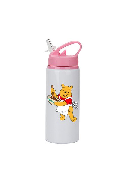 Photoretous Μπουκάλι Νερού Γουίνι Που 600ml Λευκό με Ροζ Καπάκι