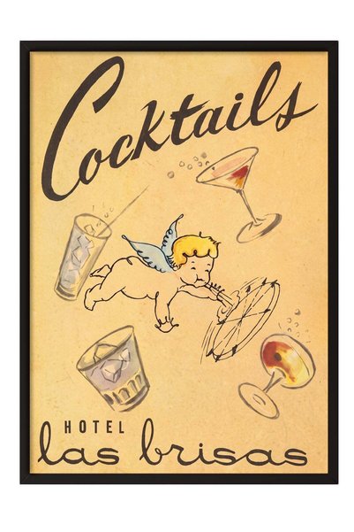 Postifull Αφίσα του Cocktails Hotel Las Brisas – Πίνακας με μαύρο πλαίσιο Αρ....