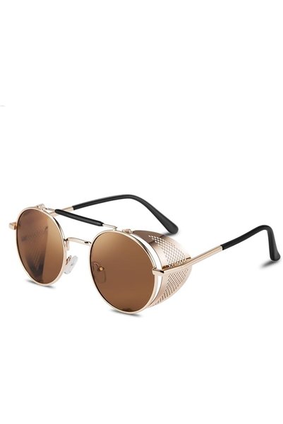 GENERAL FEISEDY Steam Punk Sunglasses for Men Women Side Shield Round Steampu...