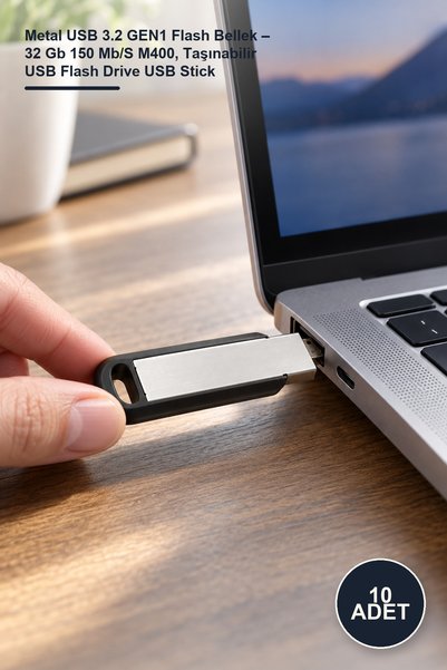 Yenilig 10 Pieces Metal USB 3.2 Gen1 Flash Memory – 32 Gb 150 Mb/S M400, Port...