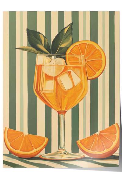 Postifull Poster fără ramă cu ilustrație de portocale și băuturi, nr. 180245