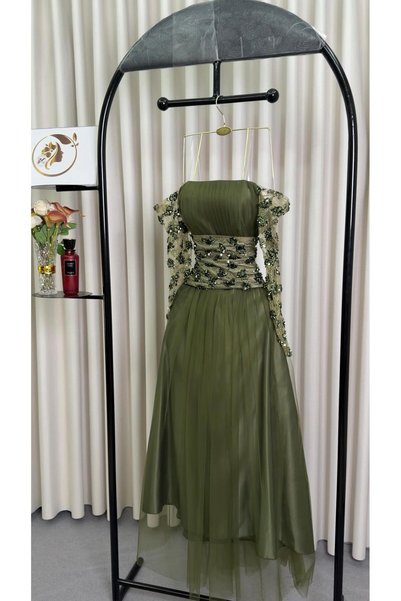 katie Sequin Belted Tulle Dress