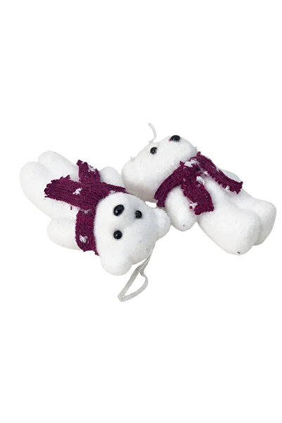 Generic Brand Decorațiune de Crăciun ursuleț polar cu fular, 11×7 cm, spumă ș...