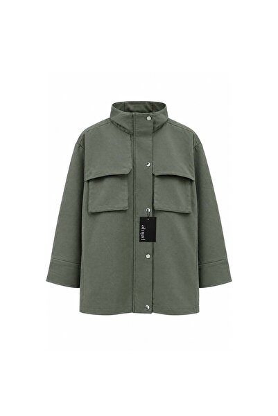 praye Zippered Snap Jacket Khaki