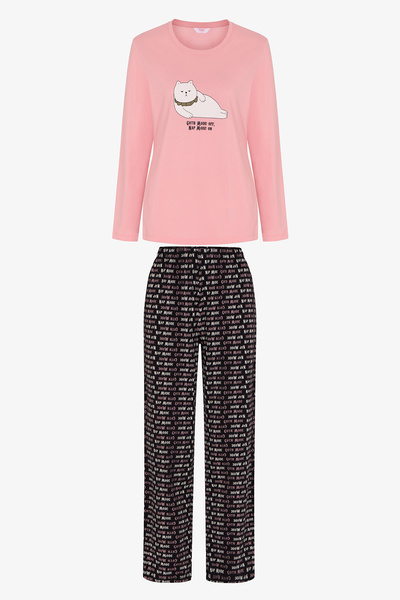 Penti Pembe Nap Mode Çiçekli Uzun Kollu Pantolon Pijama Takımı