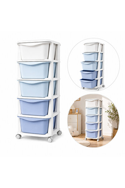 JollyMag Dulap organizator din plastic, 5 sertare depozitare, model nuante al...