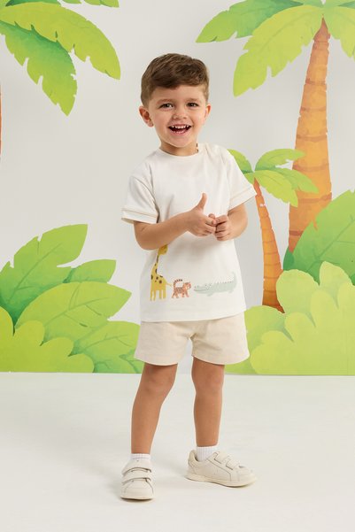 Minycenter Baby Boy Animals Patterned Top and Bottom Set 3 Months-36 Months B...