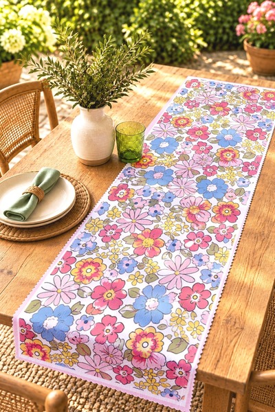 EVPANYA Refreshing Floral Patterned Runner / Tablecloth / Placemat