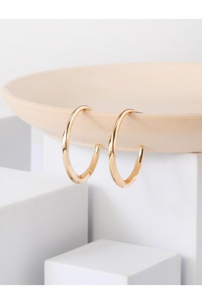Jimmy Key Gold Color Modern Hoop Earrings