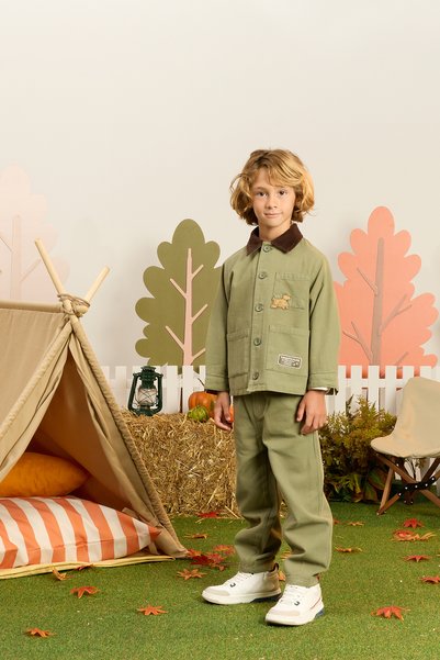 Minycenter Dog Embroidered Jacket 2-6 Years Green