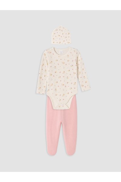 LC Waikiki مجموعة LCW baby Ecru Floral للفتيات الصغيرات مكونة من 3 قطع من NEVAVM