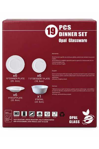 HERA SET FARFURII NARA DINNER ALB - 19pcs