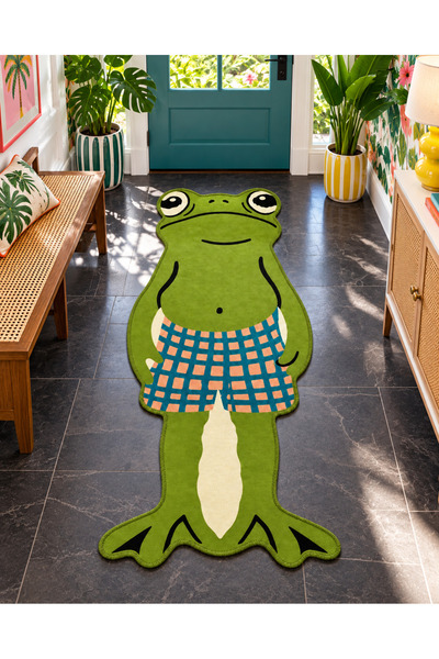 Rugs Modern Halı AURAplus Şortlu Kurbağa Desen Dokuma Taban Dekoratif Halı au...