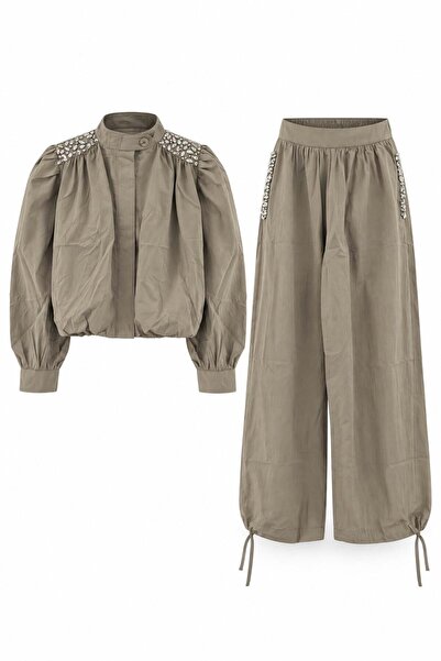 ELVAN TOLON Stoned Bomber Jacket Pants Set Lemon Mold