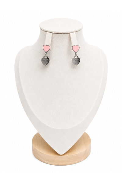YVA Jewelry Cercei din oțel inoxidabil  "Pink Heart Double "