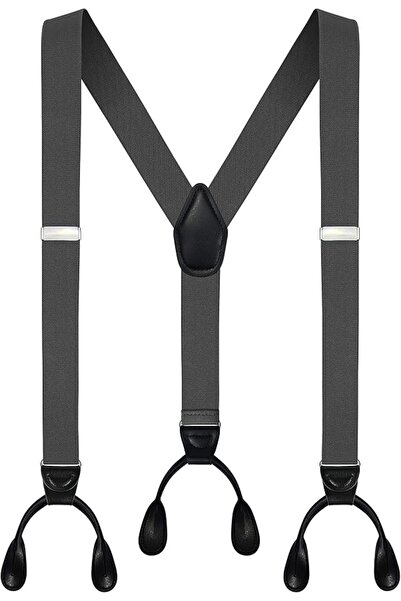 GENERAL Moulen Men's Y-Back 1.4 Inches Wide Button End Elastic Adjustable Sus...
