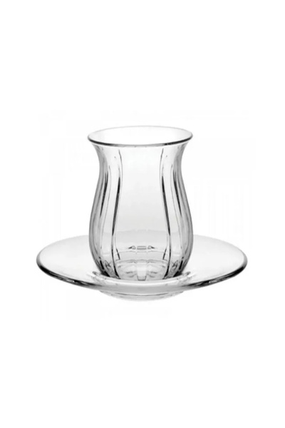 Paşabahçe LINKA Glass Tea Set, 12-Piece, 145 cc Tea Glasses with Saucers (Gif...