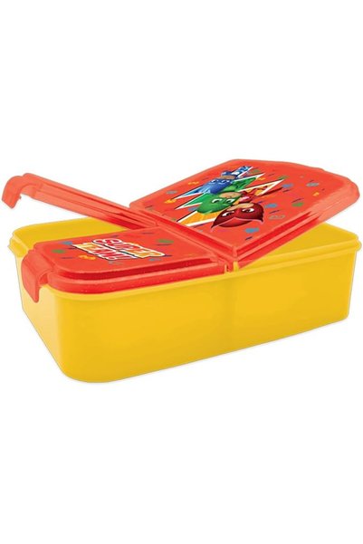 PJMASKS Kids Plastic Lunch Box with 3 Compartments, Yellow/Red