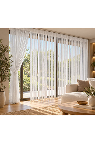 AKÇA TEKSTİL PERDEA DIN FIBRĂ OPTICĂ SERIE SPECIALĂ CU LĂȚĂ DE 100 CM LUNGIME DE 300 CM CULOARE ALBĂ