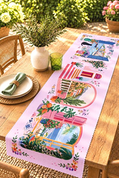 EVPANYA Seaside Scenery Patterned Runner / Tablecloth / Placemat