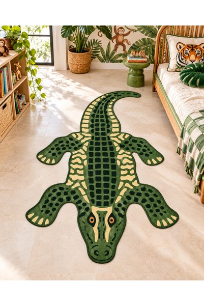 Rugs Modern Halı Auraplus Crocodile Figured Pattern Woven Base Decorative Car...