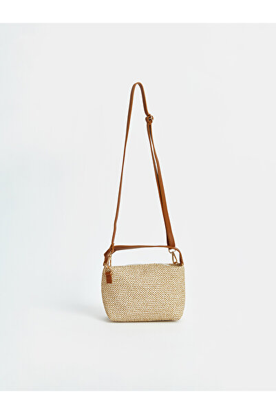 LC Waikiki Lcw Accessories Beige Straw Shoulder Bag for Girls with Nevavm Dif...