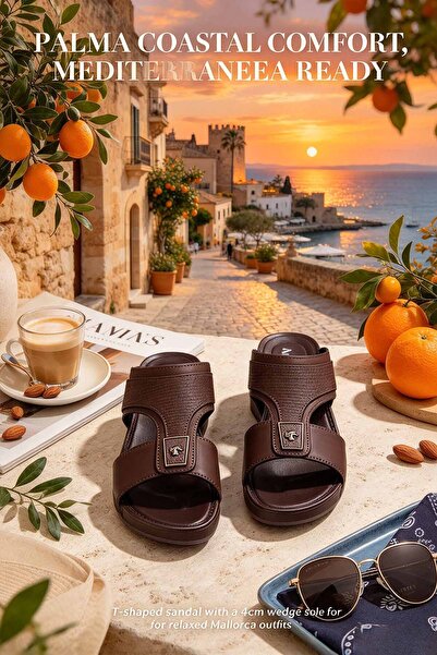 Amity Footwear KSA صندل رجالي بحزام على شكل حرف T - الجزء العلوي بنقشة منقطة ...