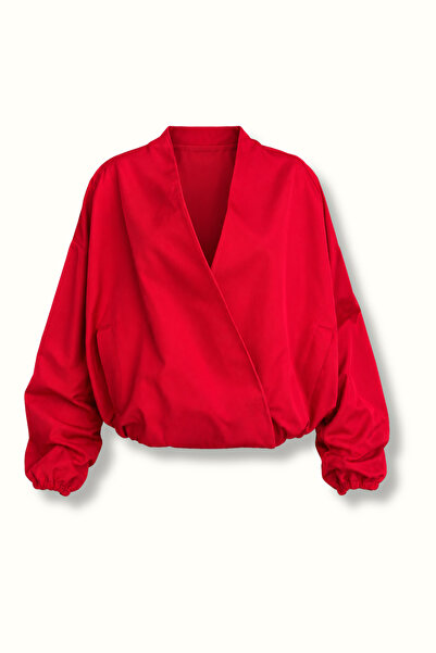 Sezgi Tekin Double-Breasted Collar Red Coat