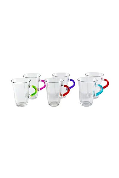 LAV 6-Piece Coral Nisa Tea Glass Set Clear/Red/Blue 150 ml